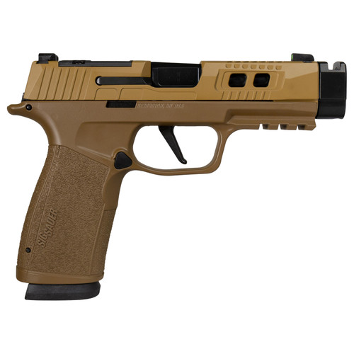 Sig Sauer P365 Two-Tone Brown/Black XMACRO TACOPS Handgun 9mm Luger 17rd Magazines(4) 4.2" Compensated Barrel Sig Sauer P365 Two-Tone Brown/Black XMACRO TACOPS Handgun 9mm Luger 17rd Magazines(4) 4.2" Compensated Barrel