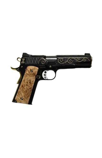 KIMBER CUSTOM 1911 45ACP BLACK DELUXE, SCROLL WORK, GOLD ROPE INLAY 1-200 MADE