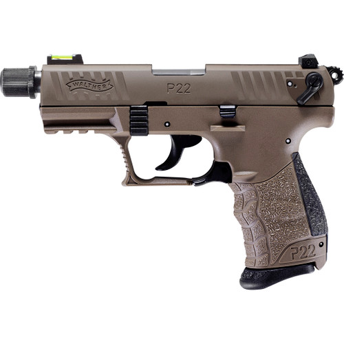 Walther P22Q Tactical Pistol 22 LR. 3.42 in. FDE 10 rd.