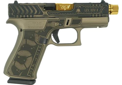 Glock 43X "Revolution" Gold Barrel Colonial Brown Handgun 9mm Luger 10rd Magazines(2) 3.4" Barrel Accessory Rail USA Made