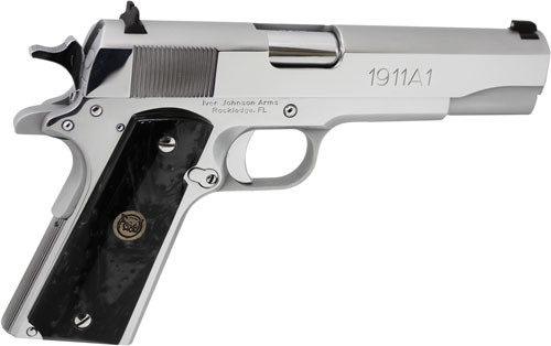 FS 8RD CHROME BLK PEARL GRIPS!IVER JOHNSON 1911A1 45ACP 5" 