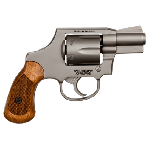 Rock Island M206 Spurless Revolver 38 Spl 2 in. Matte Nickel Wood Grip 6 rd.