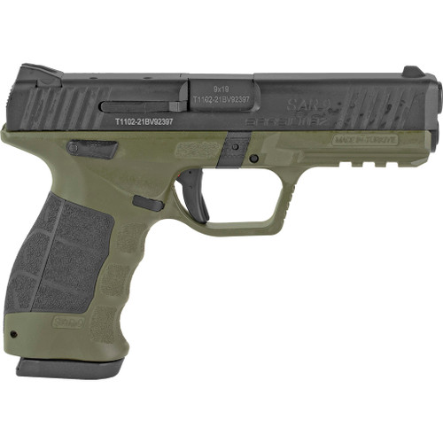 SAR USA SAR9 Pistol 9mm 4.4 in. OD Green Body Black Slide 17 rd.