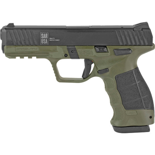 SAR USA SAR9 Pistol 9mm 4.4 in. OD Green Body Black Slide 17 rd.