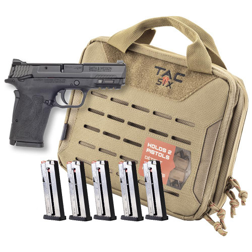 Smith & Wesson M&P9 Shield EZ M2.0 Handgun Bundle 9mm Luger 8rd Magazines (5) 3.675" Barrel Black with Case Smith & Wesson M&P9 Shield EZ M2.0 Handgun Bundle 9mm Luger 8rd Magazines (5) 3.675" Barrel Black with Case