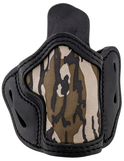 1791 Gunleather MOBH24SSBLR BH2.4S Optic Ready OWB Size 2.4 Mossy Oak/Stealth Black Leather Belt Slide Fits FN 509/Springfield XD-M/HK VP9SK Right Hand