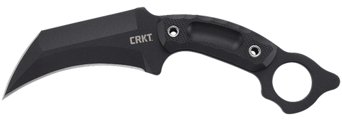 CRKT 2630 DU Hoc  5.10" Fixed Recurve Plain Black Powder Coated SK-5 Steel Blade, Black Textured G10 Handle, Includes Sheath