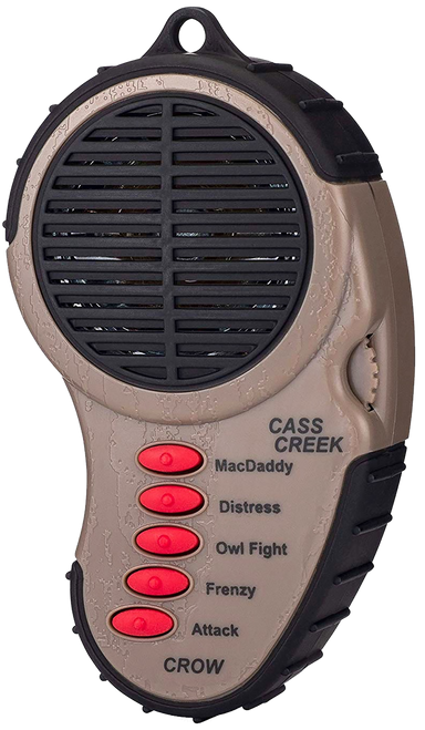 Cass Creek 065 Ergo Electronic  Crow Call, 5 Authentic Calls, Bark Camouflage Finish, Includes Belt Clip