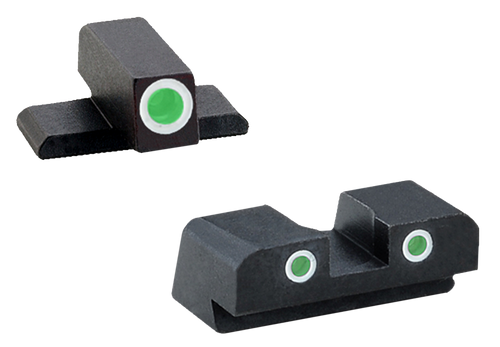AmeriGlo XD191 Classic Tritium Sight Set for Springfield Armory XD  Green Tritium White Outline Front Sight-Green Tritium White Outline Rear Sight