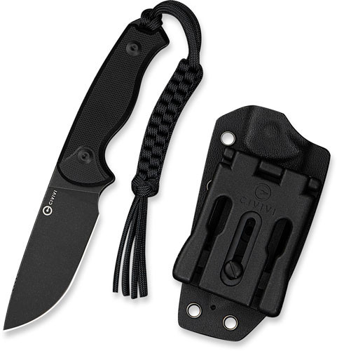 FIXED BLACK/BLACK G10 STNWASHCIVIVI KNIFE TIMBERBARK 3.2" 