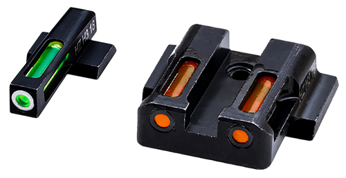 HiViz MPSN421 LiteWave H3 Sight Set for S&W Shield Green Tritium White Outline Front Sight-Orange Fiber Optic Rear Sight