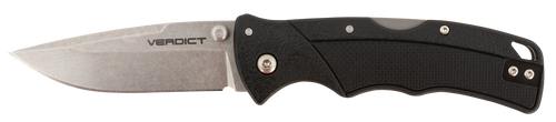 Cold Steel CSFLC3SPSSZ Verdict  3" Folding Clip Point Plain Stonewashed 4116 SS Blade/Black GFN Handle Includes Belt Clip