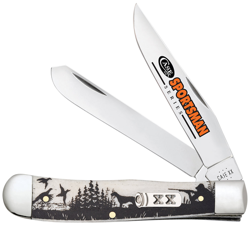 Case 81224 Trapper Sportsman Folding Clip Point/Spey Plain Mirror Polished Tru-Sharp SS Blade/Bird Dog Hunter Embellished Natural Bone Handle