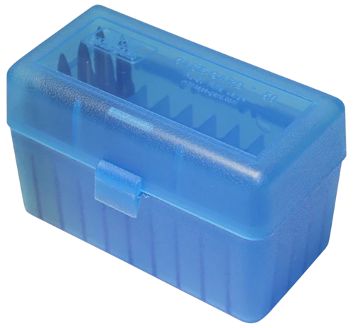 MTM Case-Gard RSS5024 Ammo Box Flip-Top 6mm PPC/7mm Clear Blue Polypropylene 50rd