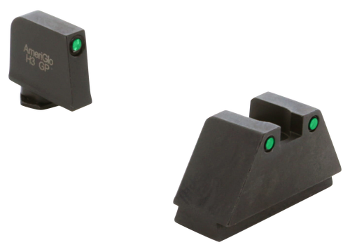 AmeriGlo GL815 Optic Compatible Sight Set for Glock  3XL Tall Green Tritium Black Outline Front Sight-Green Tritium Black Outline Rear Sight