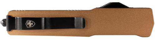 Templar Knife MAAB321 Premium LW  Slim 8.09" OTF Drop Point Plain Black Oxide Stonewashed Powdered D2 Steel Blade, 4.93" Bronze Anodized Aluminum Handle