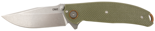 CRKT 2471 Butte  3.36" Folding Plain Stonewashed D2 Steel Blade/OD Green G10 Handle Includes Pocket Clip
