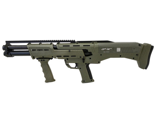 Standard Manufacturing DP-12 Pump Shotgun - ODG | 12ga | 18 7/8" Double Barrel | 14rd | Ambidextrous safety and slide release