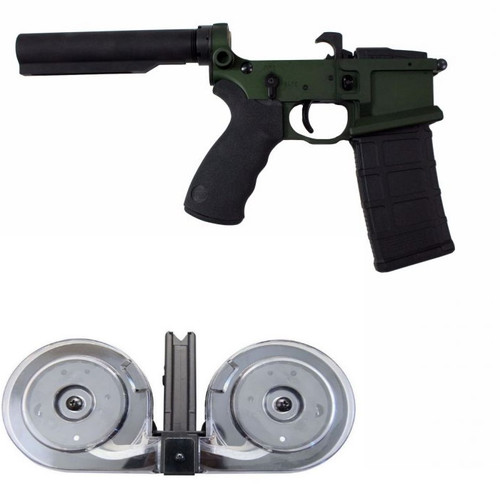 Franklin Armory BFSIII Equipped LIBERTAS BLR Complete AR15 Lower Receiver - OD Green | Installed BSFIII Trigger | Carbine Length Buffer Tube & RWB AR-15 .223/5.56 Dual Drum Magazine - Black | 100rd | Gen 2 | Reinforced Feed Lips Bundle