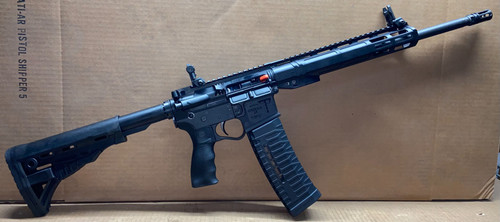 ET Arms Omega 15 Polymer AR Rifle - Black | 5.56 NATO | 16" barrel | 11" Poly M-LOK Rail | 60 Round Mag | Flip Up Sights | |ATI SR-1 Stock