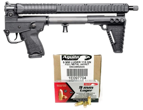BUNDLE - Kel-Tec Sub2k Gen 3 - Black 15rd w/ 1000rd Case Aguila 9mm 115gr FMJ Ammo