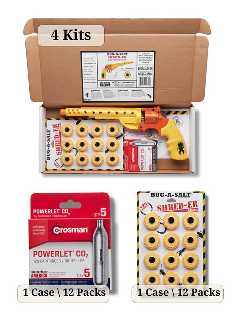BUG-A-SALT SHRED-ER Master Pack - Includes 4 SHRED-ER Kits, 1 Case of Flyshot, 1 Case of CO2