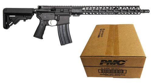 Battle Arms Development Forged WORKHORSE AR15 Rifle - Black | 5.56NATO | 16" Barrel | 15" M-LOK Free-Float Rail | Mil-Spec Charging Handle | B5 Stock | Nickel Teflon Trigger Bundled w/ ONE Case PMC X-TAC 5.56NATO Rifle Ammo - 62 Grain | LAP