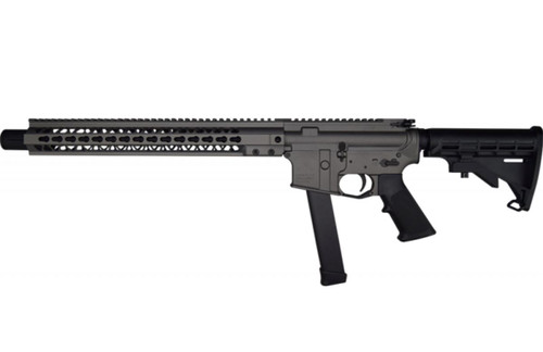 Brigade MFG BM-9 Forged Aluminum AR Rifle - Tungsten | 9mm | 16" Barrel | 15" U-LOC Rail | Faux Can | Accepts Glock Mags