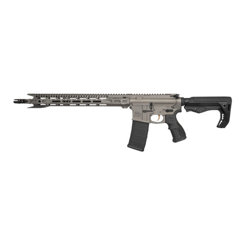 FosTech FLITE Elite Eagle Fighter AR-15 Rifle - Tungsten | 5.56 NATO | 16" Faxon Barrel | 16" Mach-1 Rail | FosTech Tomahawk Stock | Sabre Grip | Installed Echo AR-II Trigger