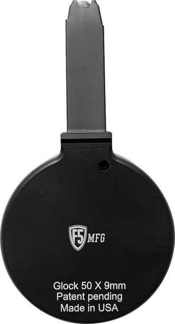 F5 MFG Glock Pattern AR9 9mm 50 Round Drum Magazine - Black