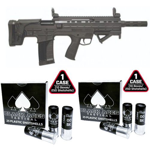 Garaysar Fear-106 Bullpup Semi-Auto Shotgun - Black | 12ga | 20" Barrel | Polymer Handguard & 2 cases of Black Aces Tactical 12ga 00 Buckshot
