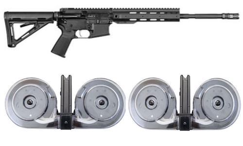 Anderson AM-15 Forged AR Rifle - Black | 5.56NATO | 16" Barrel | Magpul MOE Buttstock & 2 RWB AR-15 .223/5.56 100rd Dual Drum Mag Bundle