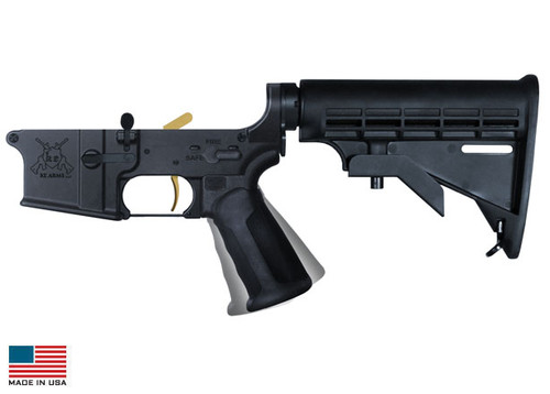 KE Arms KE-15 Forged Complete AR15 Lower - Black | M4 Buttstock | Xtech Pistol Grip | KE DMR Trigger