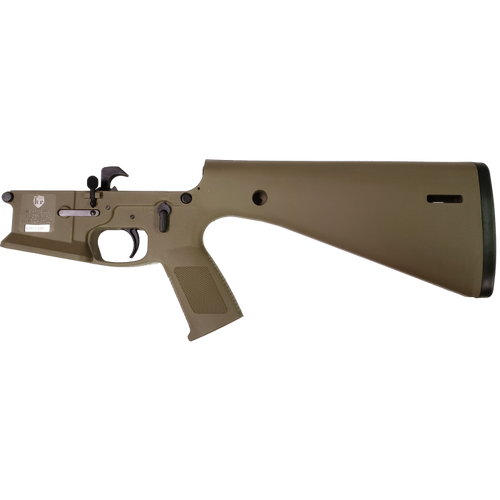 KE Arms KP-15 Polymer Complete AR15 Lower Receiver - FDE | Mil-Spec Parts Kit | Integral Buttstock & Pistol Grip
