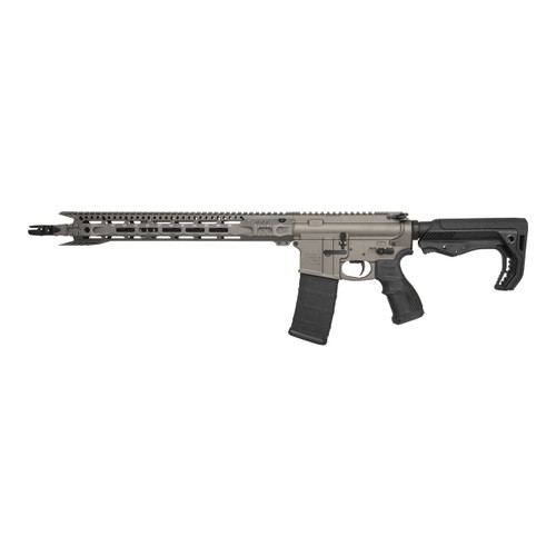 FosTech FLITE Elite Eagle Fighter AR-15 Rifle - Tungsten | 5.56 NATO | 16" Faxon Barrel | 16" Mach-1 Rail | FosTech Tomahawk Stock | Sabre Grip | Installed Echo Sport Trigger