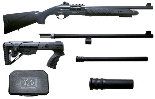 Black Aces Tactical Pro Series X Semi-Auto Shotgun - Black | 12 Gauge | 18.5" & 24" Barrel | Includes Chokes, Hardcase, Standard & 6-Position Tactical Stock and +2 & +6 mag extensions