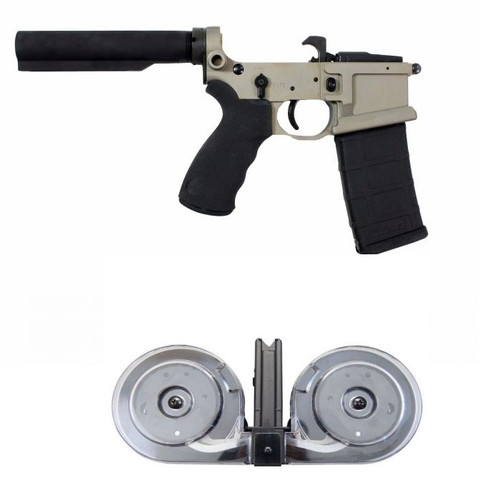 Franklin Armory BFSIII Equipped LIBERTAS BLR Complete AR15 Lower Receiver - Desert Smoke | Installed BSFIII Trigger | Carbine Length Buffer Tube & RWB AR-15 .223/5.56 Dual Drum Magazine - Black | 100rd Bundle