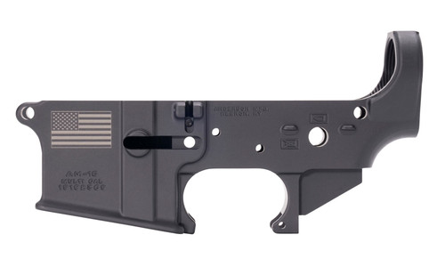 Anderson AM-15 Forged Stripped AR15 Lower Receiver - Black | American Flag Logo