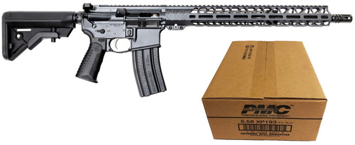 Battle Arms Development Forged WORKHORSE Patrol Carbine AR Rifle - Combat Grey | 5.56NATO | 16" Barrel | 15" M-LOK Rail | Ambi Charging Handle | B5 Stock | Nickel Teflon Trigger & PMC X-TAC 5.56NATO Rifle Ammo - 55 Grain | FMJ-BT | 1 Case (50 boxes)
