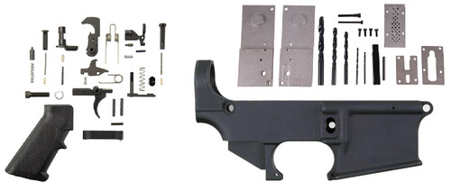 Anderson AM-15 80% Forged AR Lower - Black Bundled w/ Anderson 80% Lower Jig Kit - Gen 2 & Tactical Superiority AR-15 Lower Parts Kit
