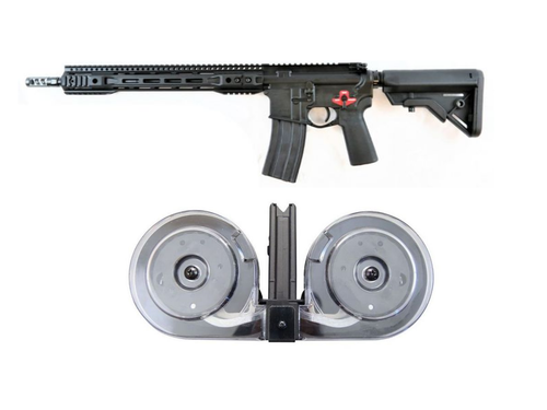 Franklin Armory M4-HTF R3 XTD AR Rifle - Black | 5.56NATO | 16" Barrel | AURA™ XTD Compensator | Installed BSFIII Trigger & 1 RWB AR-15 .223/5.56 Dual Drum Magazine - Black | 100rd | Gen 2 | Reinforced Feed Lips