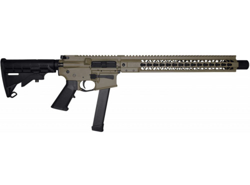 Brigade MFG BM-9 Forged Aluminum AR Rifle - FDE | 9mm | 16" Barrel | 15" U-LOC Rail | Faux Can | Accepts Glock Mags