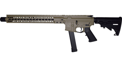 Brigade MFG BM-9 Forged Aluminum AR Rifle - FDE | 9mm | 16" Barrel | 15" U-LOC Rail | Faux Can | Accepts Glock Mags