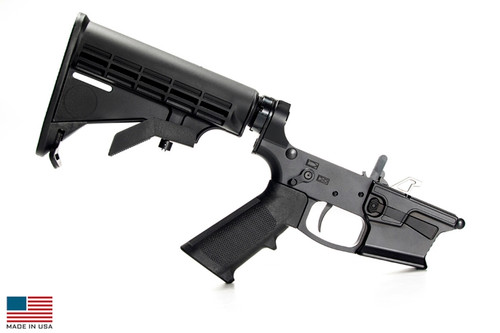 KE Arms KE-9 Billet Complete Glock 9mm Lower - Black | M4 Buttstock | SLT Trigger | Ambi Selector