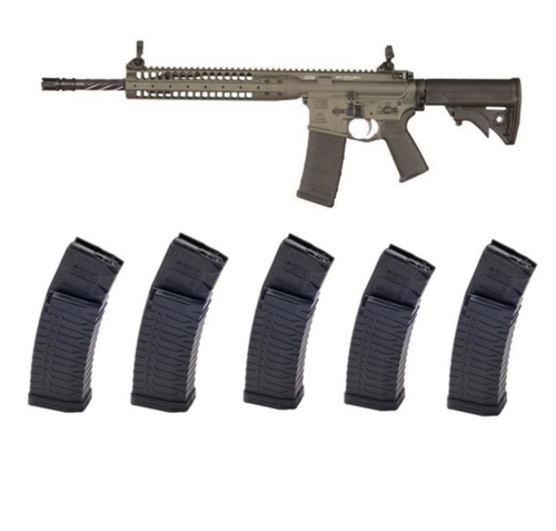 LWRC IC-SPR Piston AR Rifle - Tungsten Grey | 5.56NATO | 16.1" Barrel & 5 ATI Schmeisser S60 Magazine - Black | .223/5.56 | 60rd | Gen 2 Military/LEO Edition