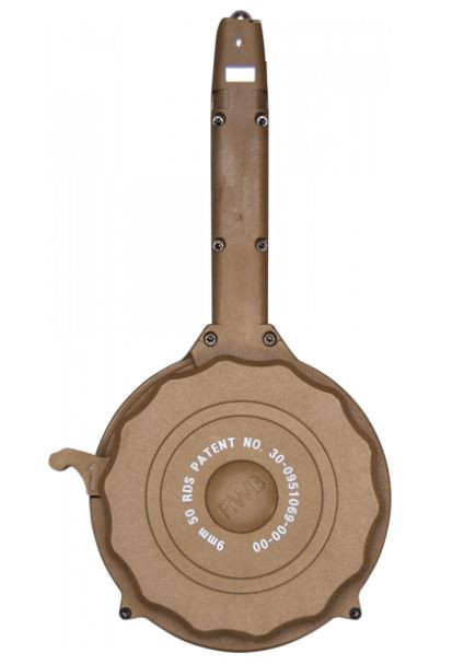 RWB Glock 9mm Drum Magazine - Tan | 50rd | Gen 2 | Fits Glock 17, 19, 26, 34