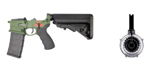 BUNDLE - Franklin Armory BFSIII Equipped LIBERTAS Complete AR15 Lower w/ KCI AR-15 Mag - OD Green | 50rd Drum