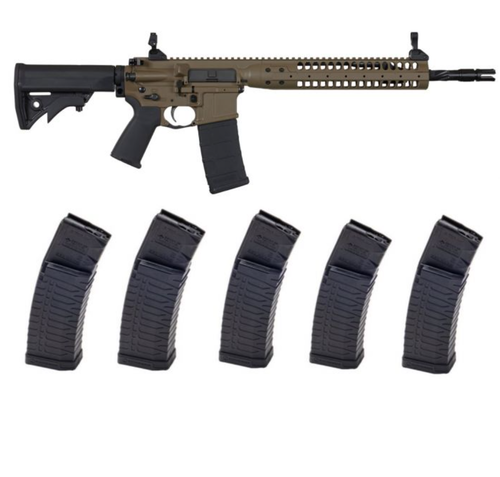 LWRC IC-SPR Piston AR Rifle - Patriot Brown | 5.56NATO | 16.1" Barrel & 5 ATI Schmeisser S60 Magazine - Black | .223/5.56 | 60rd | Gen 2 Military/LEO Edition