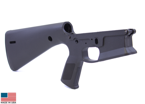 KE Arms KP-15 Polymer Stripped AR15 Lower Receiver - Black | Integral Buttstock & Pistol Grip