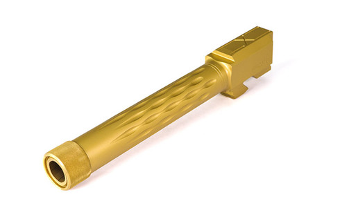Faxon Firearms Match Series Glock G17 Flame Fluted Barrel 416R - Threaded | TiN (Gold) PVD